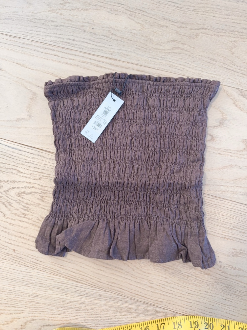NWT 100097797 Garage linen smocked tube top armadillo S